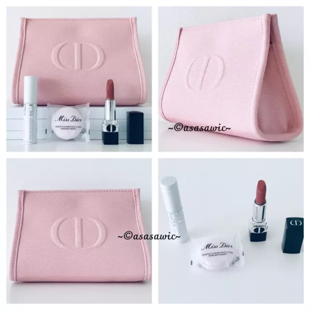Juego de regalo DIOR: lápiz labial Rouge Dior 100/primer de pestañas/bomba/bolso de baño Miss Dior
