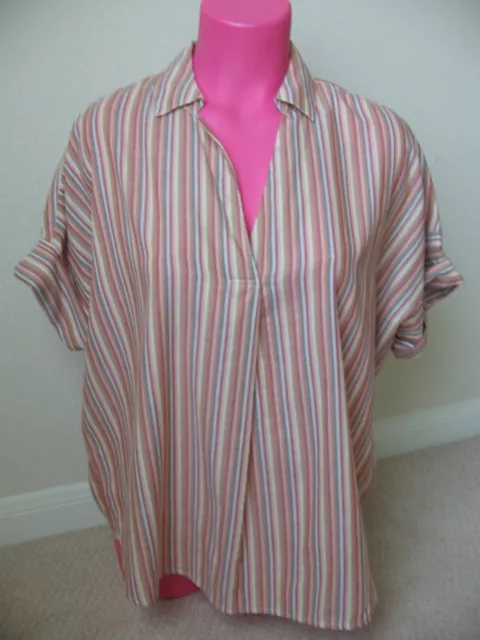 Nwt Madewell Multi Color Striped  Top Oversized Size S Small Cotton