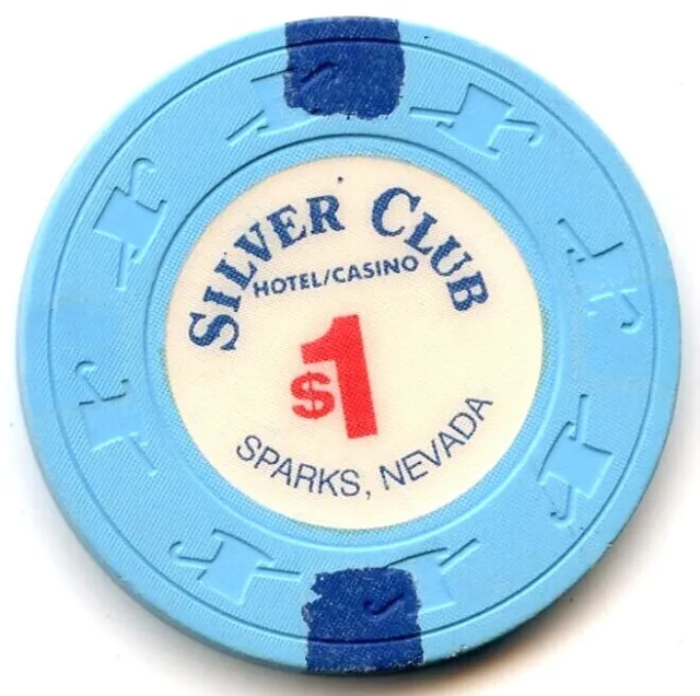 (1) $1. Silver Club Casino Chip - Sparks, Nevada - 1989