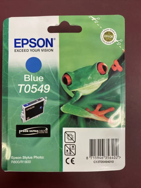 GENUINE EPSON T0549 TO549 Blue cartridge ORIGINAL FROG new sealed R800 R1800 ink