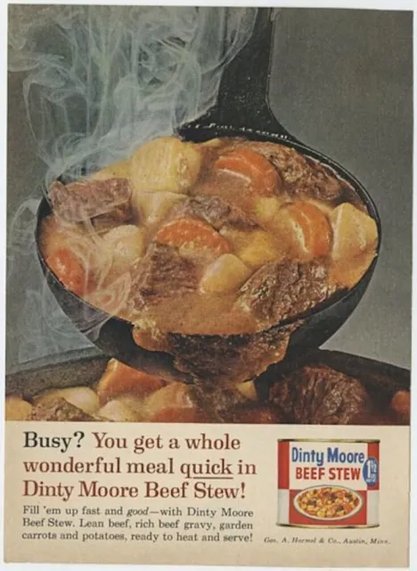 Dinty Moore Beef Stew Whole Wonderful Meal Quick 1961 Vintage Ad