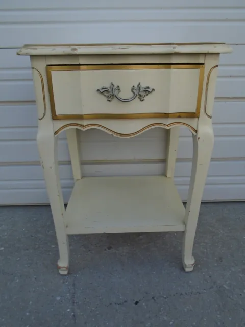 French Nightstand Country Provincial Bed Table Hollywood Regency Dixie 1 drawer