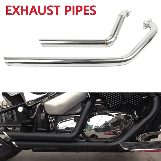 Chrome Slash Staggered Exhaust Pipes System For Suzuki Boulevard M50 C50T C50