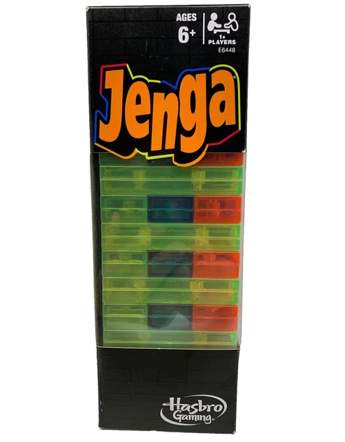 * HASBRO GAMING, Jenga Neon Pop Building Blocks Tumbling Tower Game ...