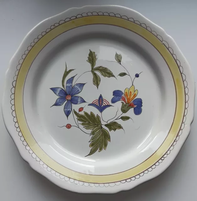 RARE Porquier Beau Signé Décor Botanique fleurs Quimper faience Bretagne XIX