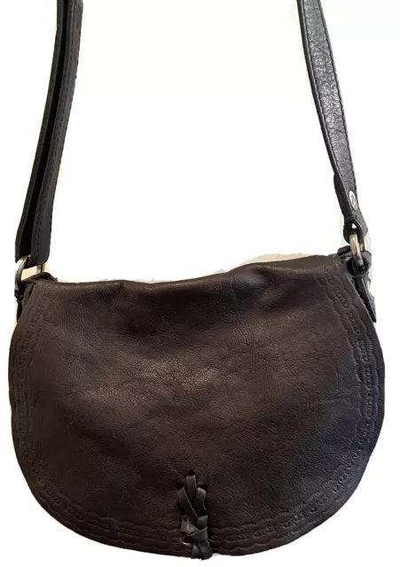 Convertible Tooled Lucky Brand Crossbody Shoulder Hobo Tote Bag Silver