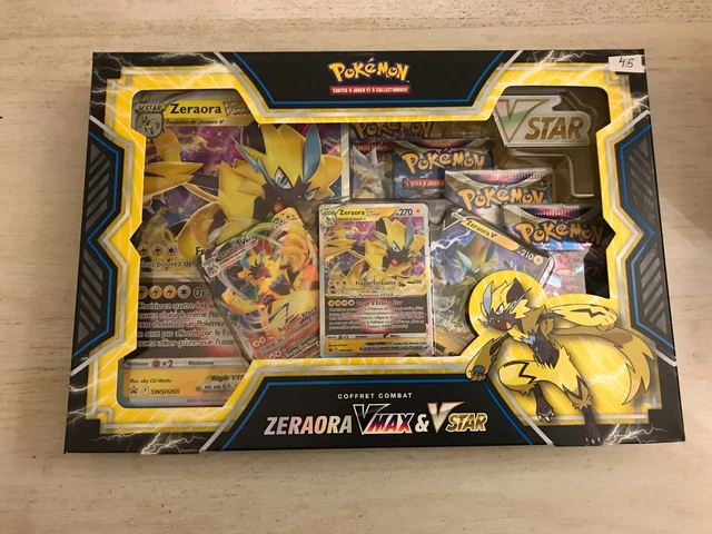 COFFRET CARTE POKEMON Neuf Scelle Zeraora Vmax V Star 4 Boosters EUR 51
