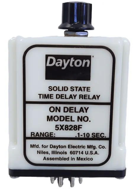 Dayton 5X828F 120VAC 1-10 Second Solid State Time Delay Relay
