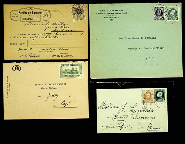 Belgique Allemagne Occ. King Albert I 6v Sur 4 PC / Housses To France 1 W /