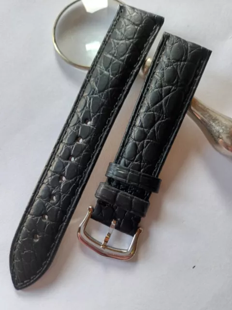 NEW Band 18mm Cuir For Cartier Tank Ronde, Padrão lligator Crocodile Universel