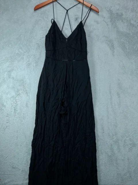 NWT LUSH Romper Dress Womens Small Black Eyelet Sleeveless Attached Skirt Open