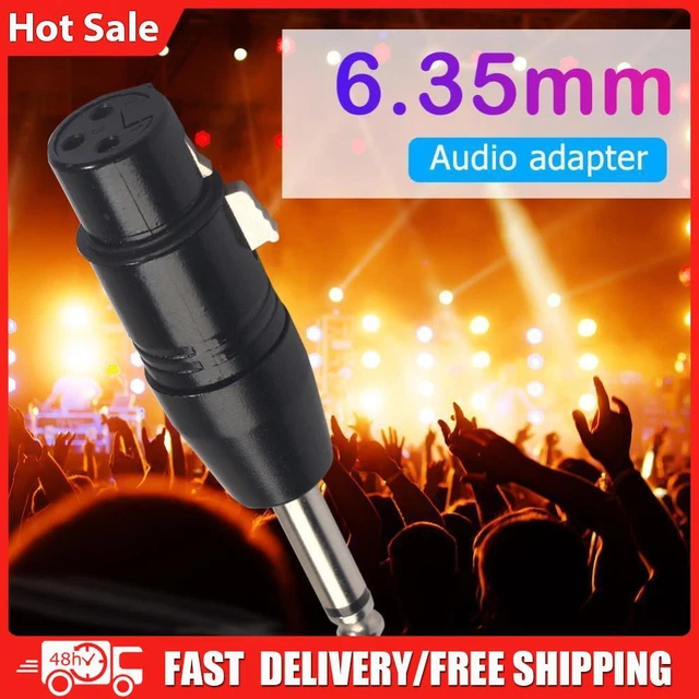 3Pin XLR Female to 1/4 inch 6.35mm Male Plug Mono Microphone Adapter Connector