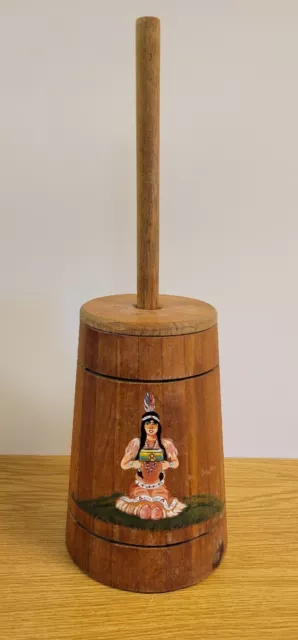 Vintage 1960s Land O Lakes Wood Butter Churn w/ Lid & Dasher,Red Barn Wood SD