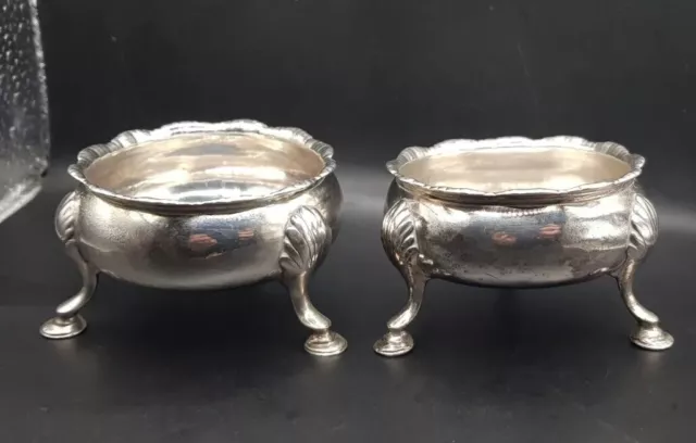 1771 Georgian English Pair Sterling Silver Salt Cellars. David & Robert Hennel 2