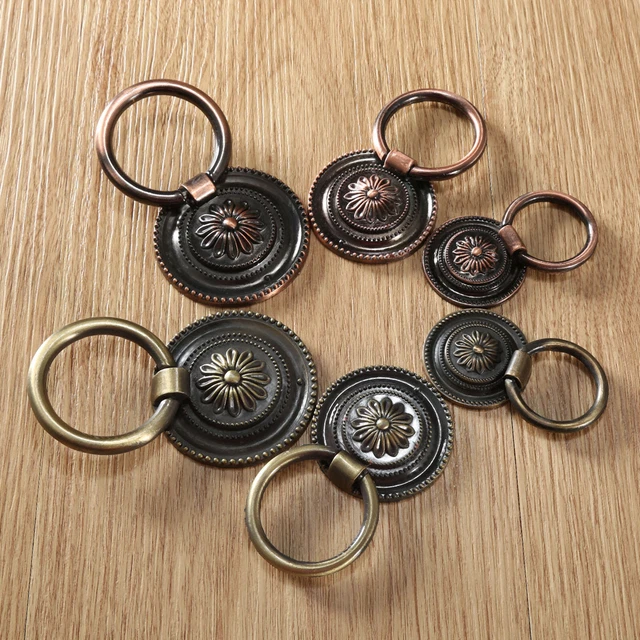 Flower Pattern Cabinet Door Drawer Wardrobe Pull Ring Handle Knob Home Decor