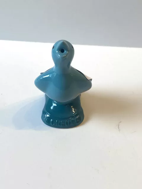 RARO Le Creuset 3 1/2" Pastel Pájaro Hornear Embudo/Azul Verdoso/Nuevo En Caja
