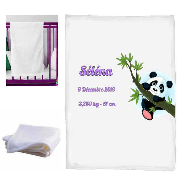couverture bébé panda personnalisé naissance baptème prenom réf 34