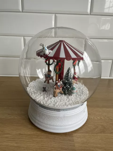 Christmas Light Up Musical Snow globe 8 Jingles Snow Shoots From Umbrella Large 3