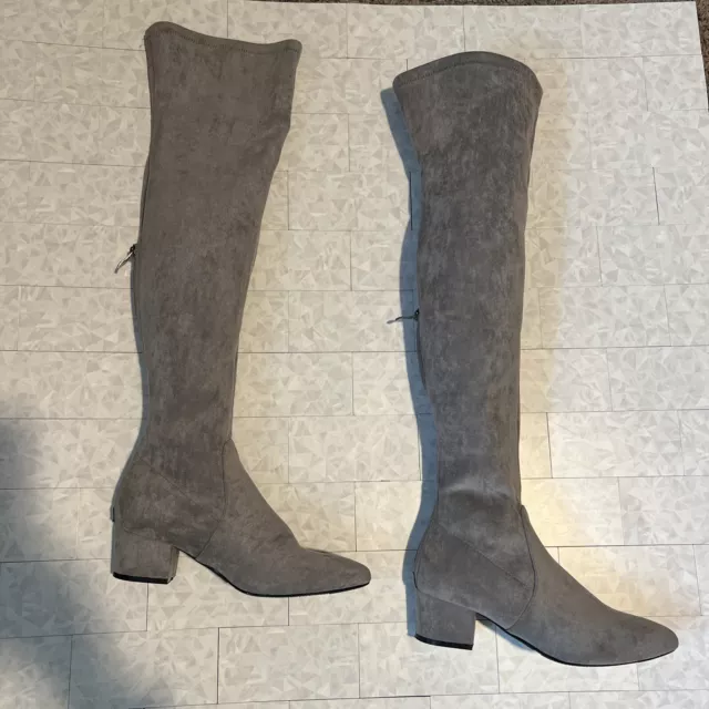 NEW N.N.G Womens Size 10 Over the Knee Boots Thigh High Suede Block Winter Grey