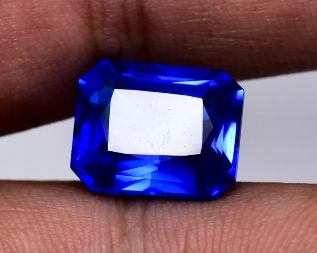 Natural Certified Lustrus Blue Tanzanite Rare Loose Gemstone 11. Cts Emerald Cut