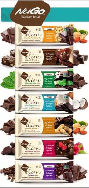 NuGo Nutrition Slim Gluten Free Vegan Protein Bar Pack of 12 x 45g