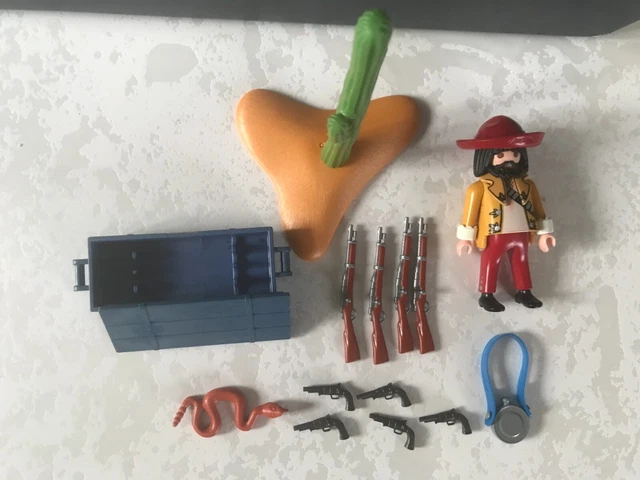 Lot PLAYMOBIL 3035 Vintage - Bandit Mexicain Avec Cactus, Caisse, Carabine, Serpent - Western