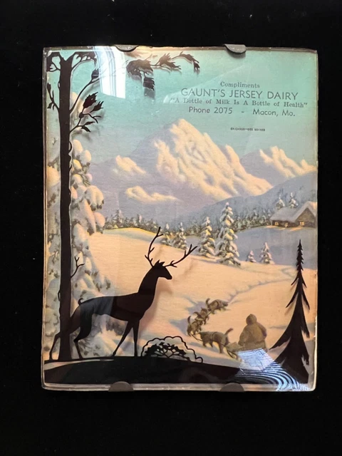 Gaunt’s Jersey Dairy Advertising Picture Glass Vintage Macon Missouri