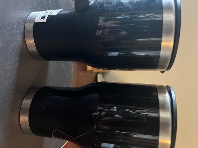 Sharper Image 2 Pack Stainless Steel Heated Travel Mug Set Black 14oz 12V - used