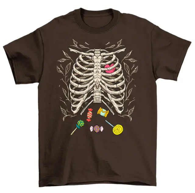 Halloween Skeleton Ribcage Candy Costume T-Shirt Men Women