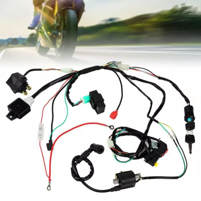 CDI Wire Harness Wiring Loom Coil Rectifier Kit For 50cc-110cc ATV Quad Pit Bike