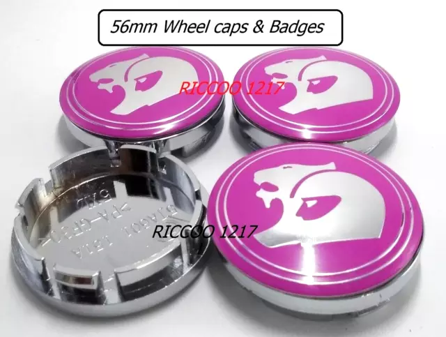 56mm wheel caps for Holden SS SSV chrome caps x 4 caps Pink badges