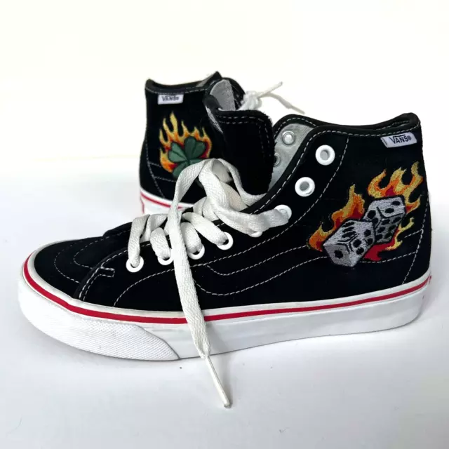 Women's Vans Size 7 Dice & Clover Sk8-Hi Skateboard Shoes Black  White