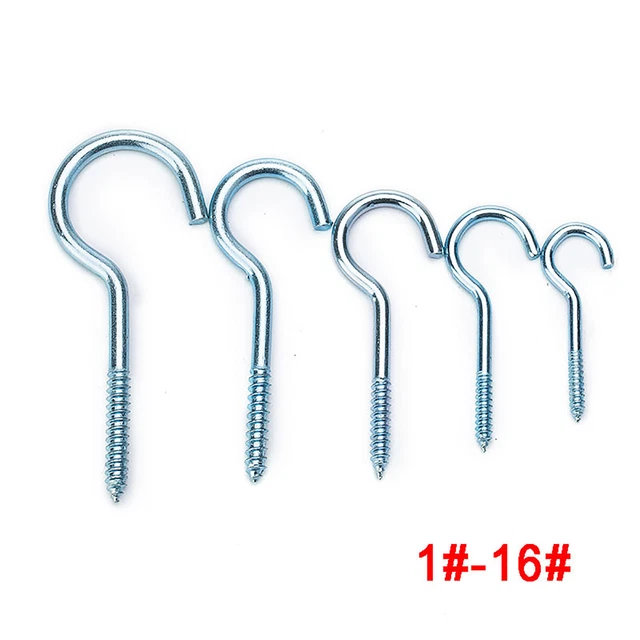 Heavy Duty Screw In Hooks, Wall Hanging, Zinc-plated Steel, 1#~16# Multi-sizes