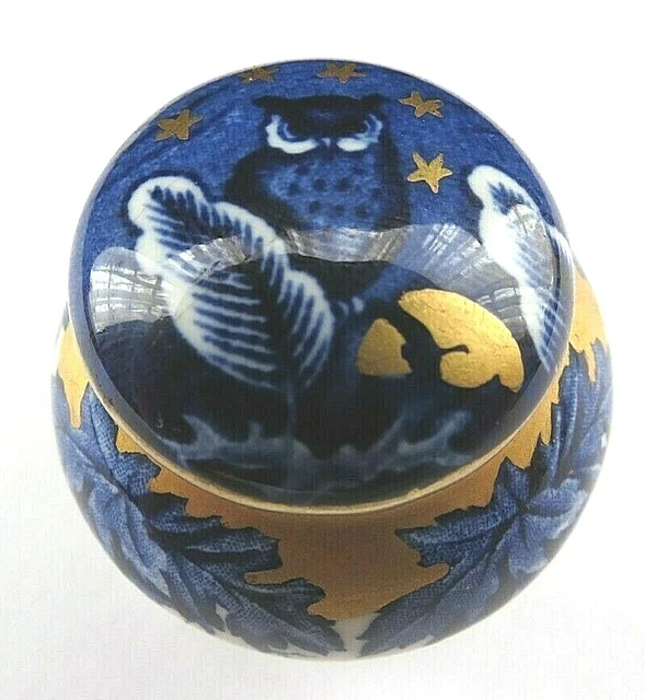 Coalport Circa 1890 Rare Miniature Blue Night Owl Patch Pot Pill Trinket Box
