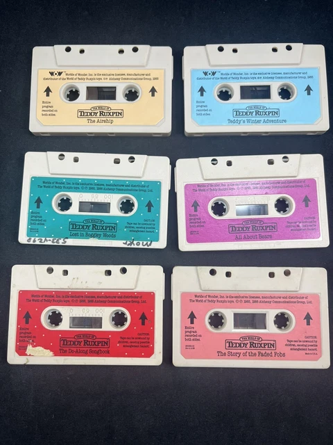 Lot of 6 Worlds of Wonder Teddy Ruxpin Cassette Tapes Airship, Songbook, Bears