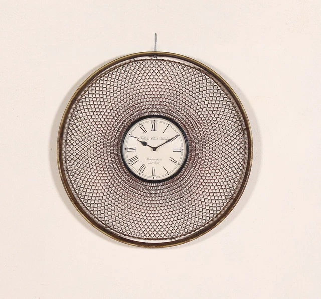 Vintage Style Wall Clock Handmade Gold Painted Big Round Rare Birmingham Clock