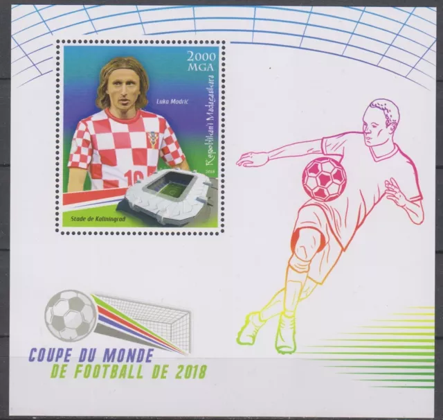 Briefmarken Fussball-WM 2018 - Modric - MADAGASKAR - Block postfrisch