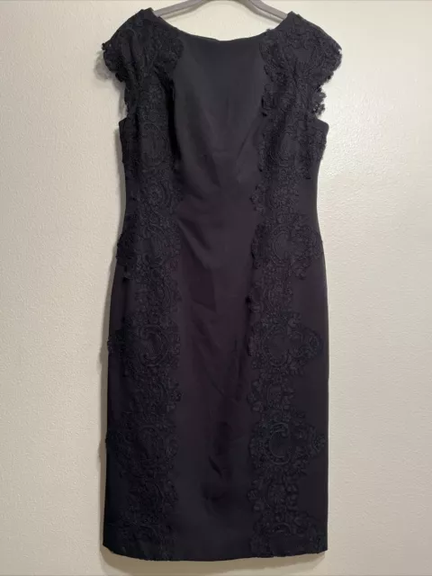 Maggy London Lace Detail Crepe Sheath Dress   Black ( size 8)