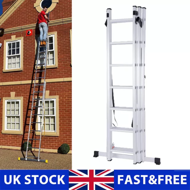 3 Section Triple Extension Ladders Aluminium Extension Ladder Professional Loft