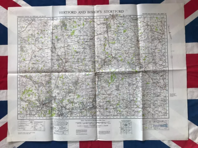 Old  Hertford and Bishop's Stortford Map 1941 War Revision OS Sheet 96