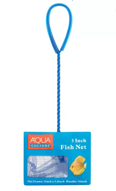 Aqua Culture 5 Inch × 3.8 Inch Fish Net For Salt Fresh Aquariums 10" Handle