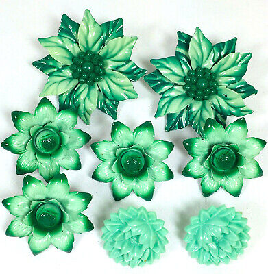 8 green flower curtain push pins variety tie backs drapes drapery jewelry G