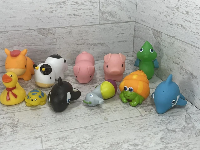 Lot Of 10 Munchkin Rubber Farm Animals Bath & Tub Toys