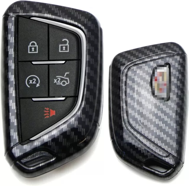 Carbon Fiber Shell Key Fob Cover Case For 20-up Cadillac CT5 CT6 XTS XT4 XT5 ATS