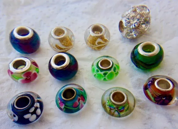 Lot Vintage Perles de Murano 12 charms
