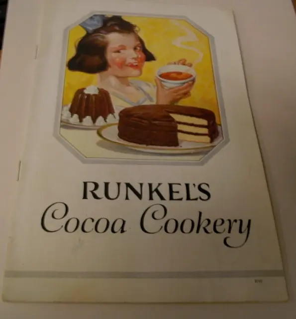 Vintage 1920s Runkel's Cocoa Cookery Promotional Booklet Cookbook