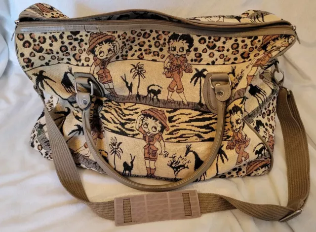 Vintage Betty Boop Safari Animals Africa Duffle Bag Day Bag 2