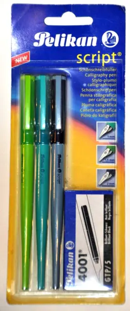 PELIKAN P50 Script Calligraphy Fountain pens (Set Of 3), 1.0-1.5-2.0 mm NOS