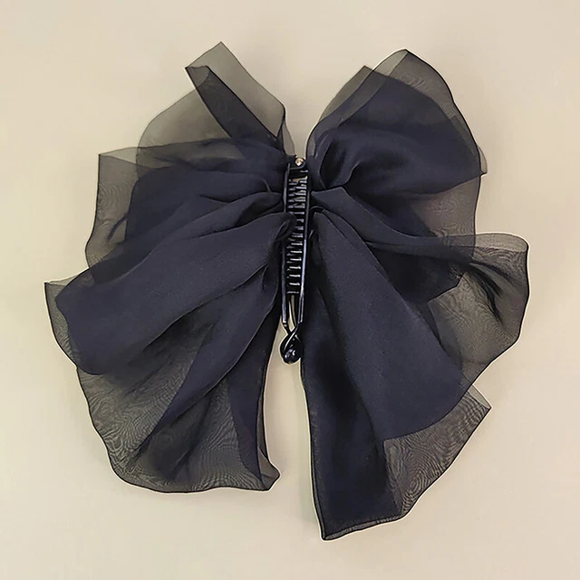 Chiffon Bow Banana Clip High Ponytail Hair Grip Clip Female Vintage Clips TOP2