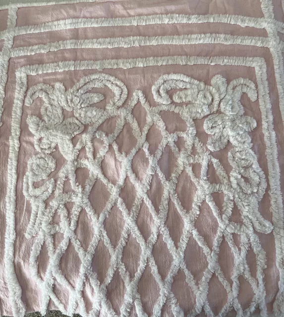 Blue Moon Chenille Baby Toddler Blanket Pink White Crib Throw Cotton